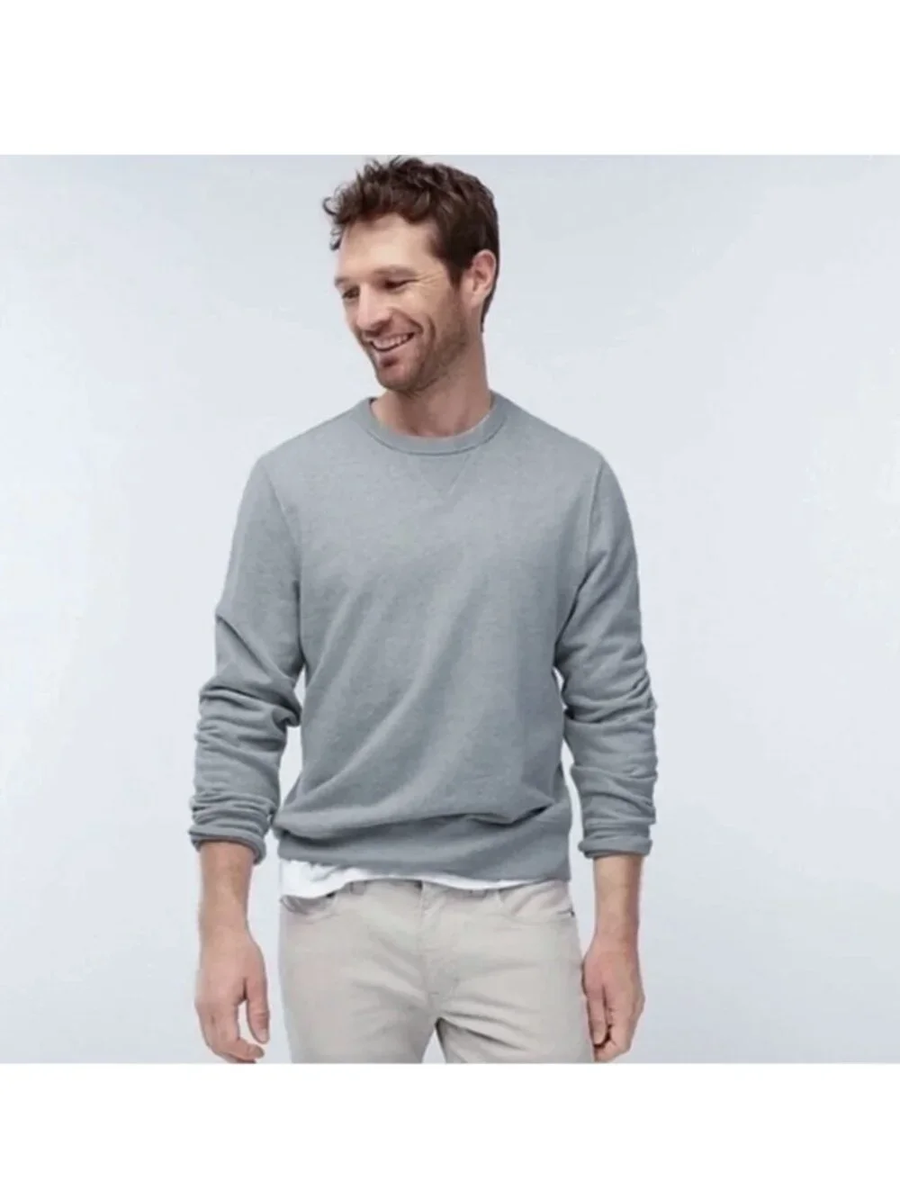 J Crew • French Terry Crewneck Sweatshirt pullover grey heather knit lounge L